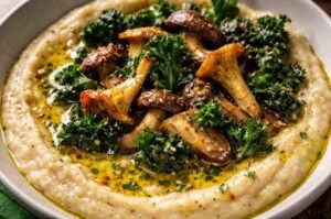 Miso Cannellini Bean Purée with Wild Mushrooms